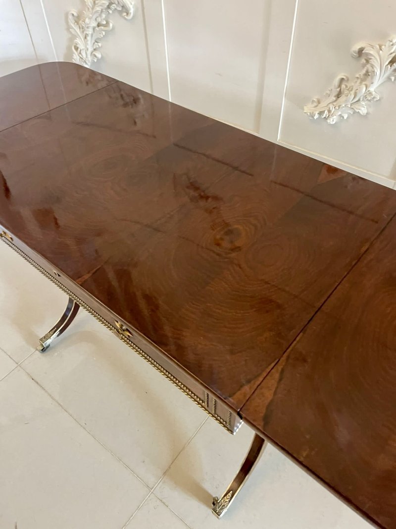 Fine Quality Small Antique Regency Brass Inlaid Rosewood Freestanding Sofa/Side Table - Image 4